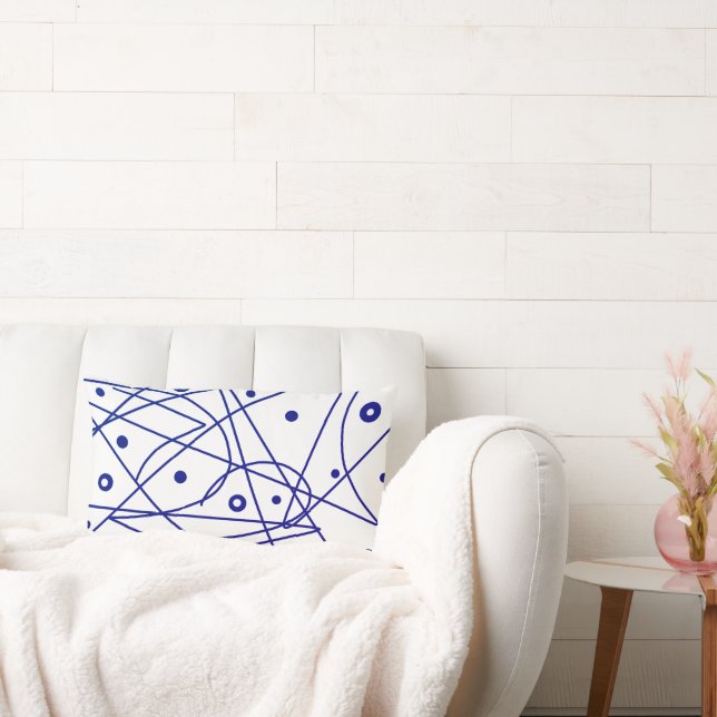 Almofada Lombar Minimalismo dos Círculos Branco Azul abstrato Art (Sofá)