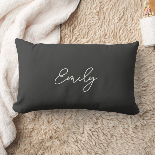 Almofada Lombar Minimalist Gray Script Name Dorm Pillow  (Cobertor)