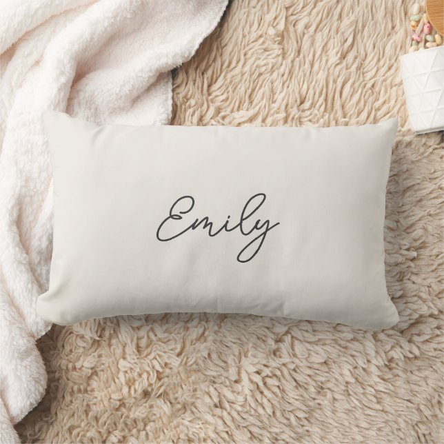 Almofada Lombar Minimalist Ivory Script Name Dorm Pillow  (Cobertor)