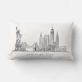 Almofada Lombar Minimalist New York City Skyline Line Art