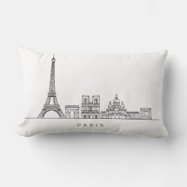 Almofada Lombar Minimalist Paris Skyline Line Art
