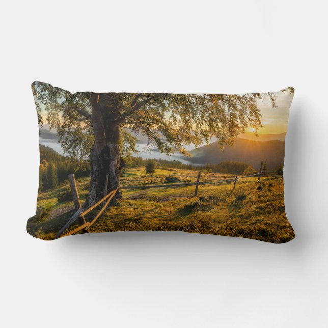 Almofada Lombar Misty Dawn em uma Floresta (Frente)