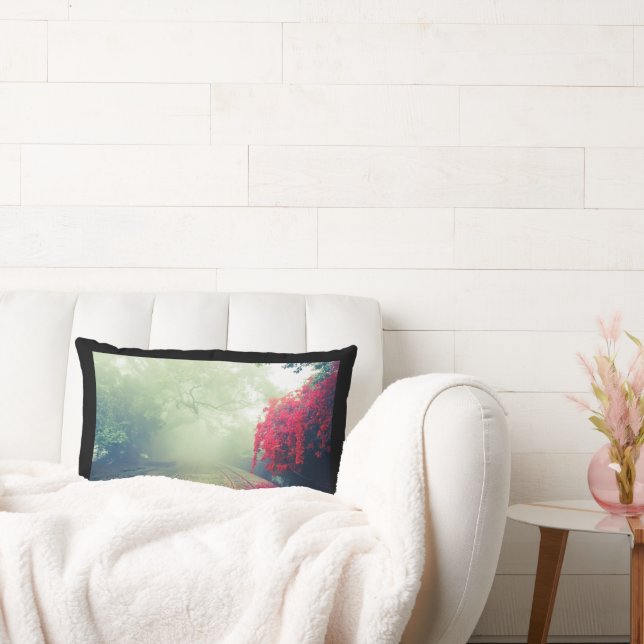 Almofada Lombar Misty Railroad Tracks Foto Cênica (Sofá)