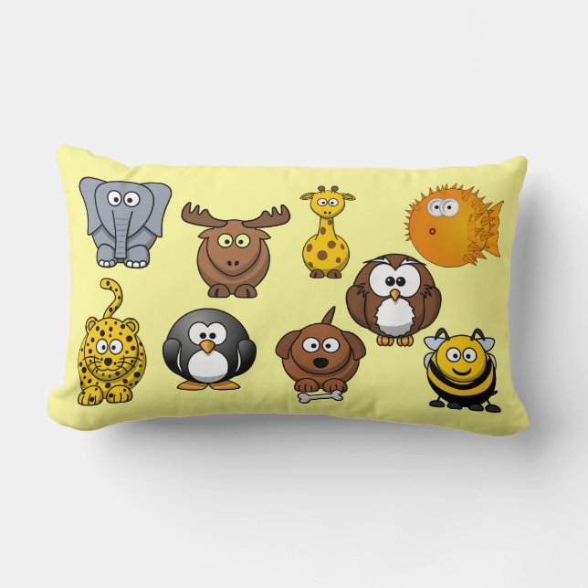 Almofada Lombar Miúdos bonitos da menina do bebé dos animais dos (Frente)