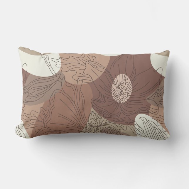 Almofada Lombar Mocha Hibiscus Botanical Harmony (Frente)