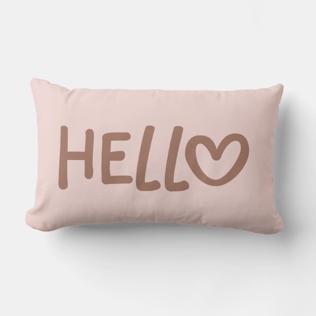 Almofada Lombar Mocha Whimsical Heart Typography Hello (Frente)