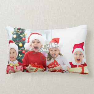 Almofada Lombar Modelo de Foto de Natal Xmas 2 crianças família
