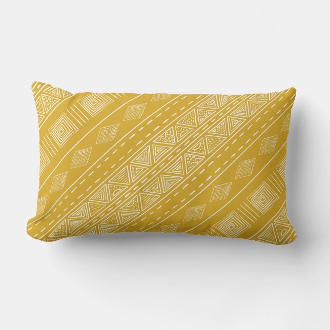 Almofada Lombar Modern Boho Tribal Yellow (Frente)