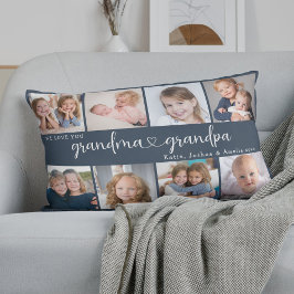 Almofada Lombar Modern Grandparents Photo Collage Heart Script