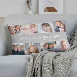Almofada Lombar Modern Grandparents Photo Collage Heart Script