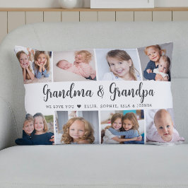 Almofada Lombar Modern Grandparents Photo Collage Script