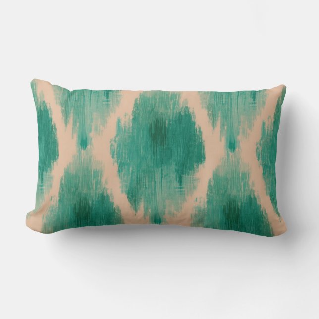 Almofada Lombar Modern Ikat Teal Lumbar Pillow | Textured Boho (Frente)
