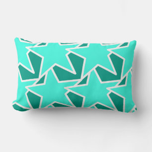 Almofada Lombar Modern Star Geométrico - Aqua e turquesa