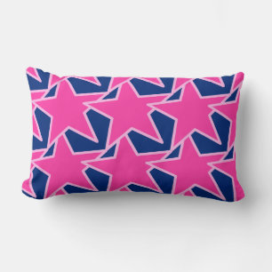 Almofada Lombar Modern Star Geométrico - cor-de-rosa fuchsia e mar