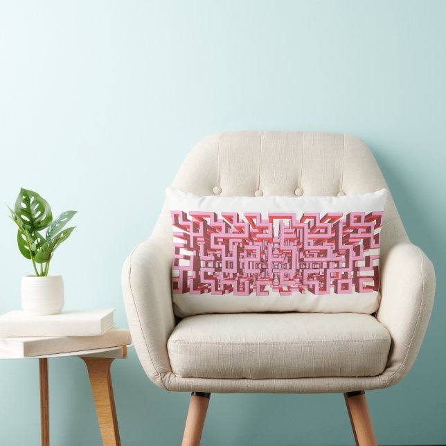 Almofada lombar moderna em 3D com labirinto rosa (Cadeira)