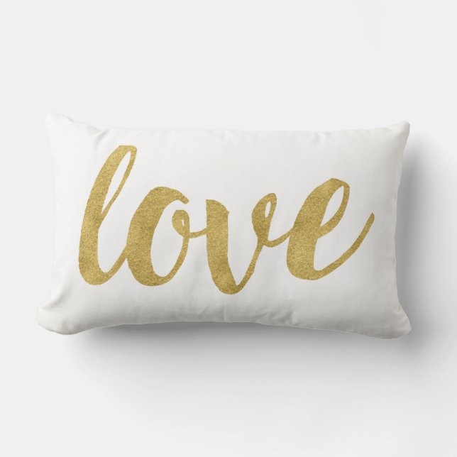 Almofada Lombar Moderna Mão Ativa Dourada E Decorativa XOXO (Frente)
