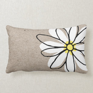 Almofada Lombar Moderno Branco Tendência Doodle Margarida Bege