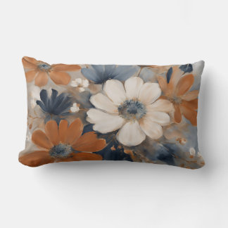 Almofada Lombar Moderno Farmhouse Azul Marinho Laranja Queimada Fl