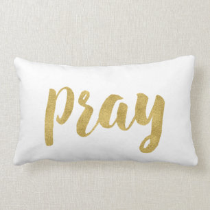 Almofada Lombar Moderno Pray em decorativo Dourado