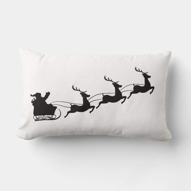 Almofada Lombar Modernos Papais noeis de Feliz Natal Sleigh e Rein (Frente)