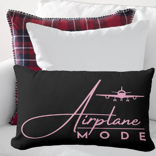 Almofada Lombar Modo Avião, Viagem, Minimalista, Aviação, Rosa