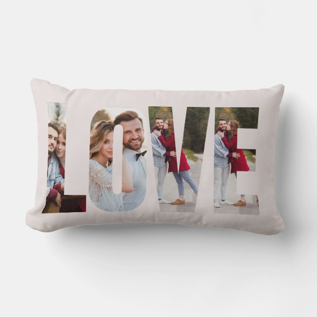 Almofada Lombar Moldura Amor Moderno 4 Fotos Personalizada (Frente)