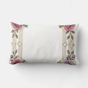 Almofada Lombar Moldura de Rosa de Noiva Art Nouveau Elegante