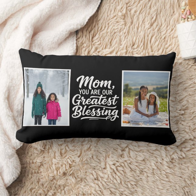 Almofada Lombar Mom Greatest Blessing 2 Custom Photo Black (Cobertor)