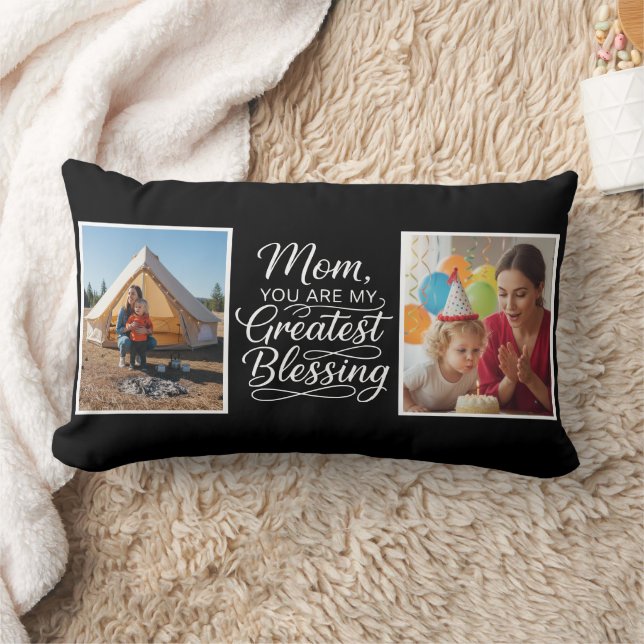 Almofada Lombar Mom Greatest Blessing Two Photo Custom Minimalist (Cobertor)