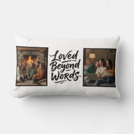 Almofada Lombar Mom Loved Beyond Words Custom 2 Photo Minimalist