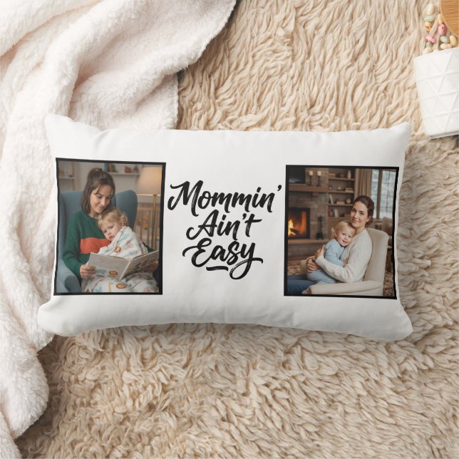 Almofada Lombar Mommin Ain't Easy Brush Script Two 2 Photo (Cobertor)