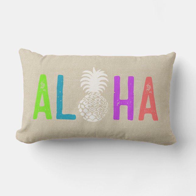 Almofada Lombar Momona Pineapple Aloha Havaiana (Frente)