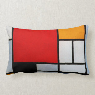 Almofada Lombar Mondrian - Composição com Plano Vermelho Grande