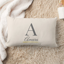 Almofada Lombar Monograma Bege Elegante