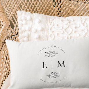 Almofada Lombar Monograma Chic Simples e Elegante de Casamento