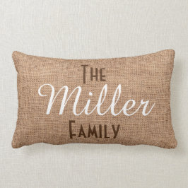 Almofada Lombar Monograma da família com efeito rústico de