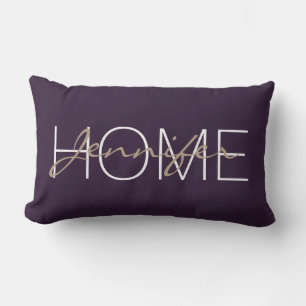 Almofada Lombar Monograma de cor roxa escuro