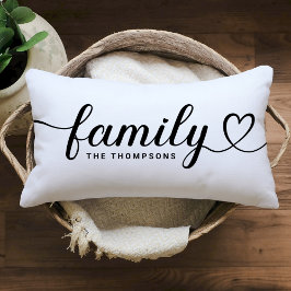 Almofada Lombar Monograma de Coração de Família em Script Branco C