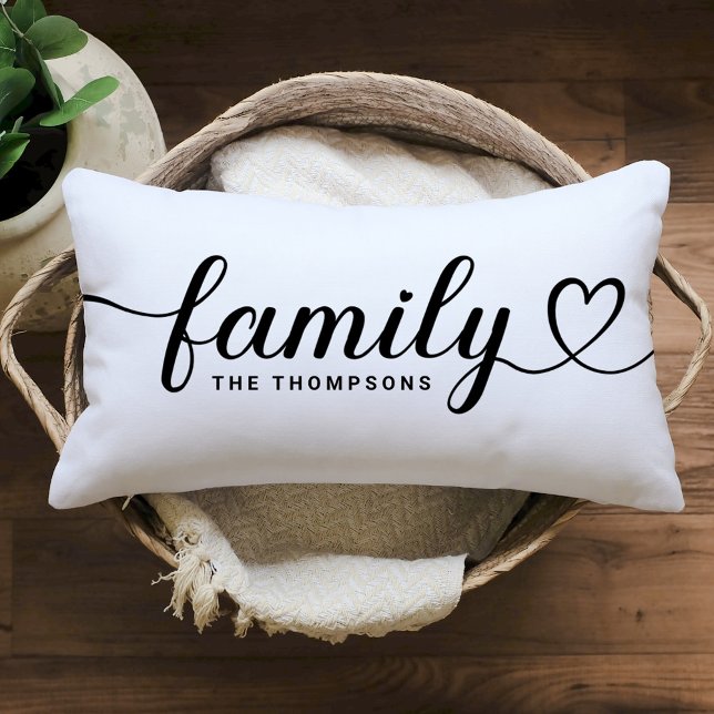 Almofada Lombar Monograma de Coração de Família em Script Branco C (Criador carregado)