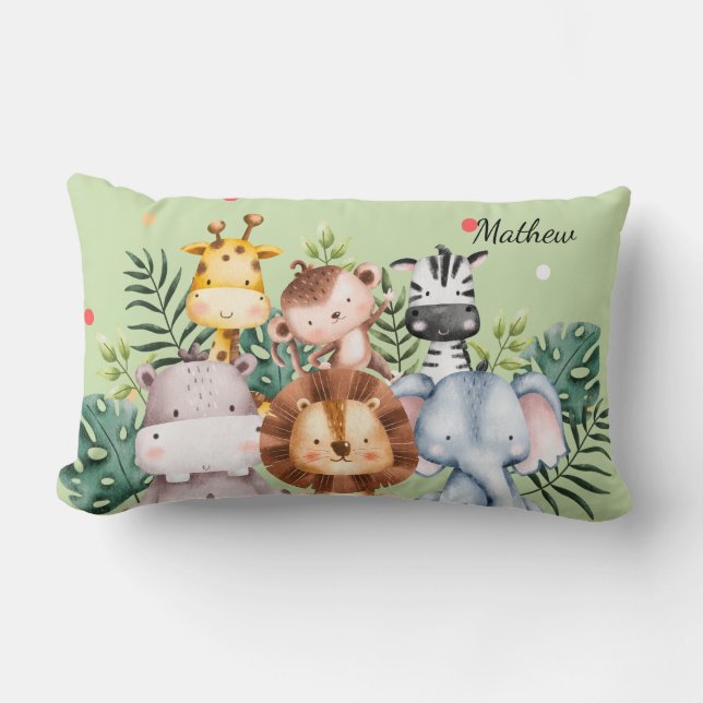 Almofada Lombar Monograma de creche-de-santa-safari (Frente)