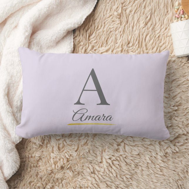 Almofada Lombar Monograma de Lavanda Elegante (Cobertor)