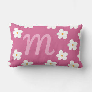 Almofada Lombar Monograma de margarida cor-de-rosa, Decoração de m