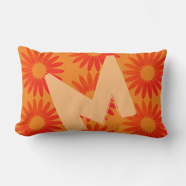 Almofada Lombar Monograma do Padrão Floral Brilhante de Coleção de (Frente)