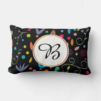 Almofada Lombar monograma e folhas com padrão