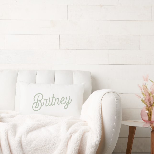 Almofada Lombar Monograma e Nome Personalizados Verde do Modern Sa (Sofá)