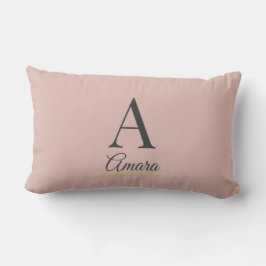 Almofada Lombar Monograma Elegante em Rosa Poeirento