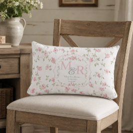 Almofada Lombar Monograma Floral Romântico | Casa de Campo Vintage