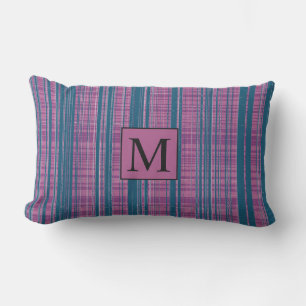 Almofada Lombar Monograma Geométrico xadrez Verde Roxo