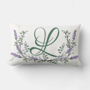 Almofada Lombar Monograma L Lavanda Eucalipto