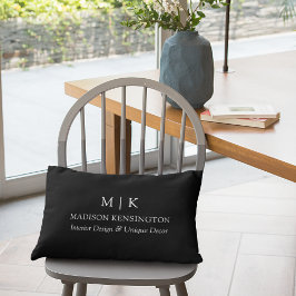 Almofada Lombar Monograma mínimo ou adicionar logotipo preto